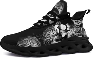 Men's Skull Running Shoes Lightweight Cushion Sports Walking Shoes Cool Non Slip Gym Training Breathable Tennis Shoes