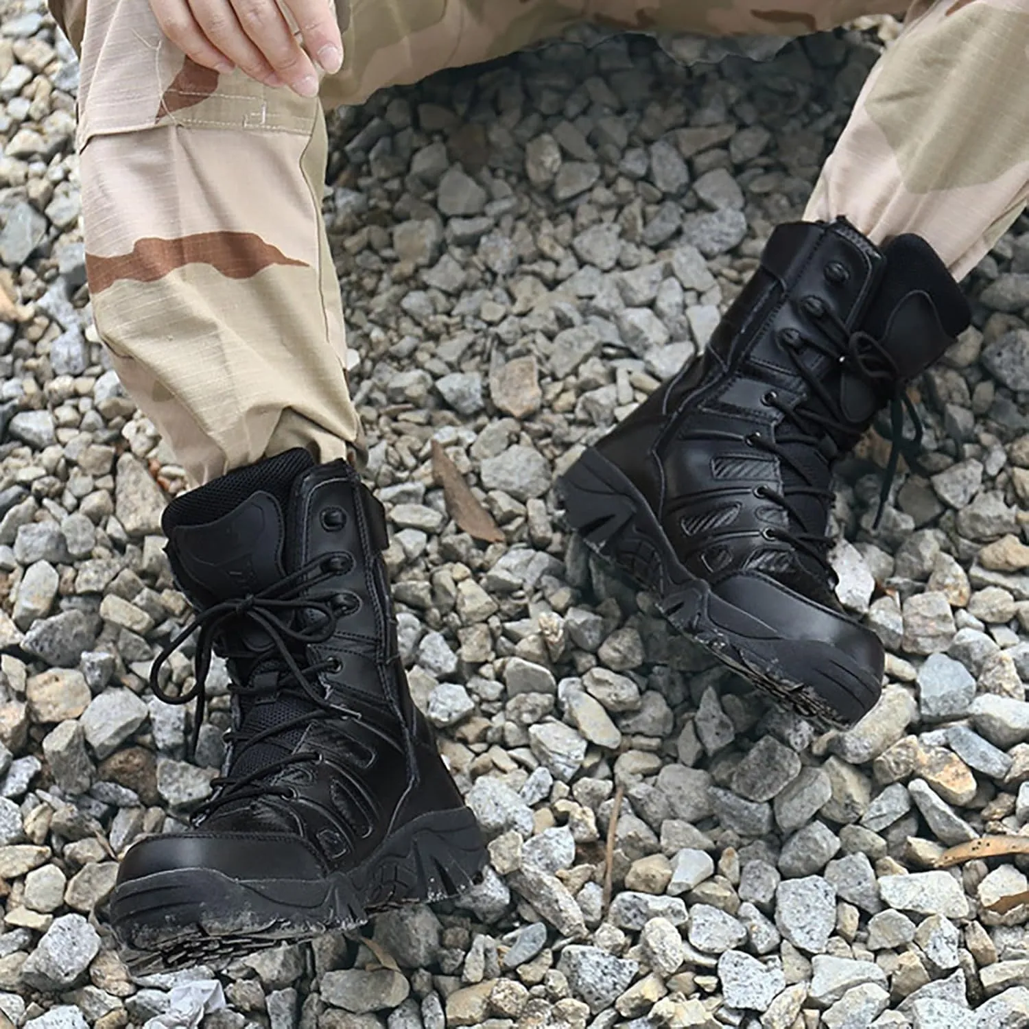Mens Waterproof Hiking Boots Military Tactical Boots Combat Boots Breathable Police Patrol Boots Army Boots