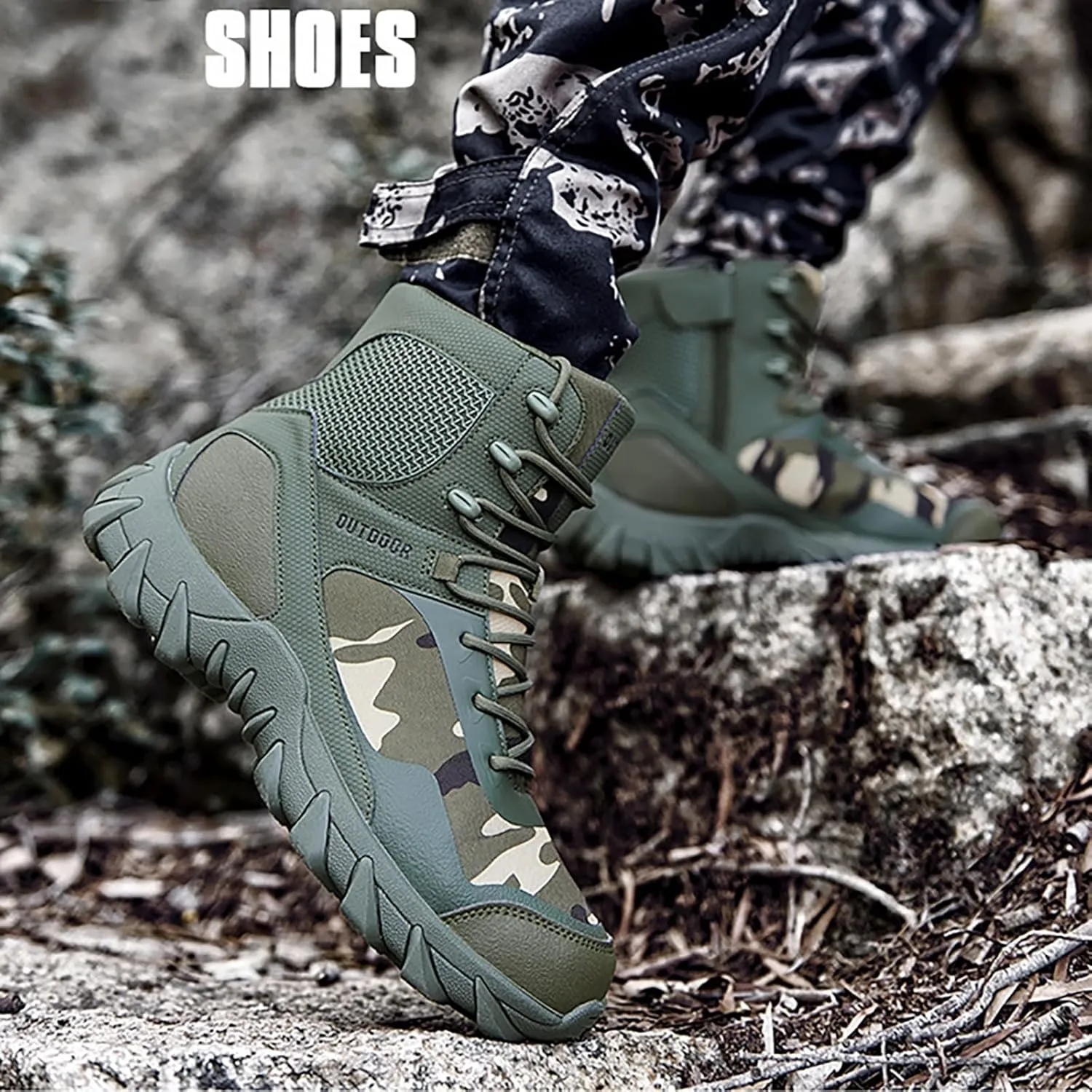Mens Waterproof Hiking Boots Military Tactical Boots Combat Boots Breathable Police Patrol Boots Army Boots
