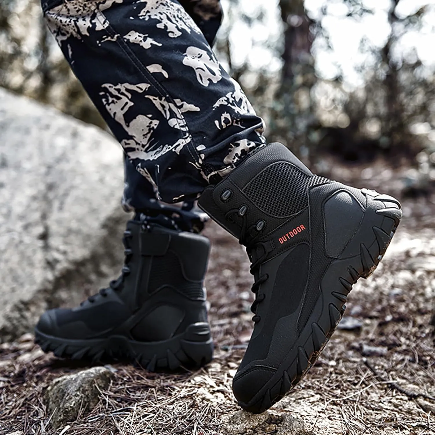Mens Waterproof Hiking Boots Military Tactical Boots Combat Boots Breathable Police Patrol Boots Army Boots