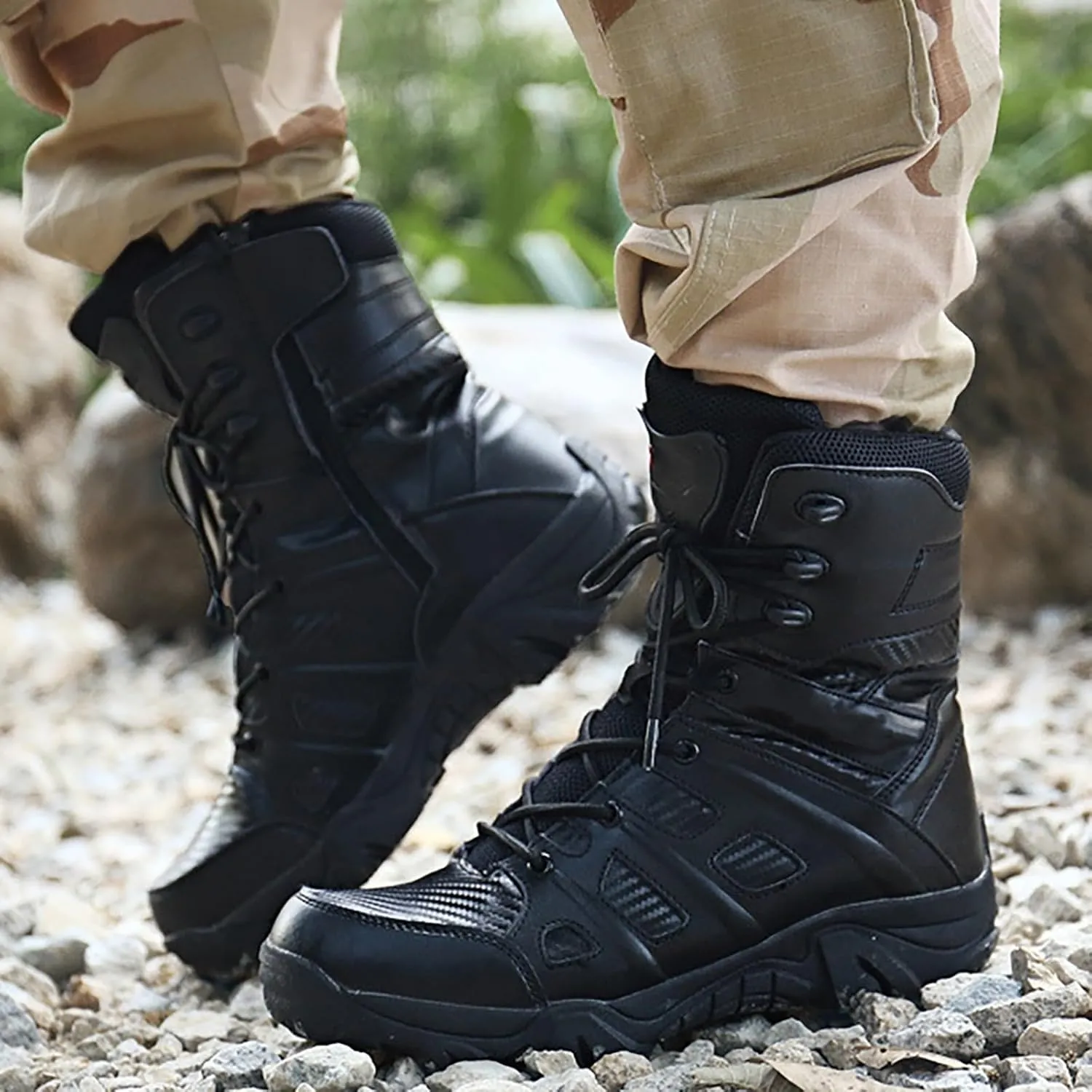 Mens Waterproof Hiking Boots Military Tactical Boots Combat Boots Breathable Police Patrol Boots Army Boots