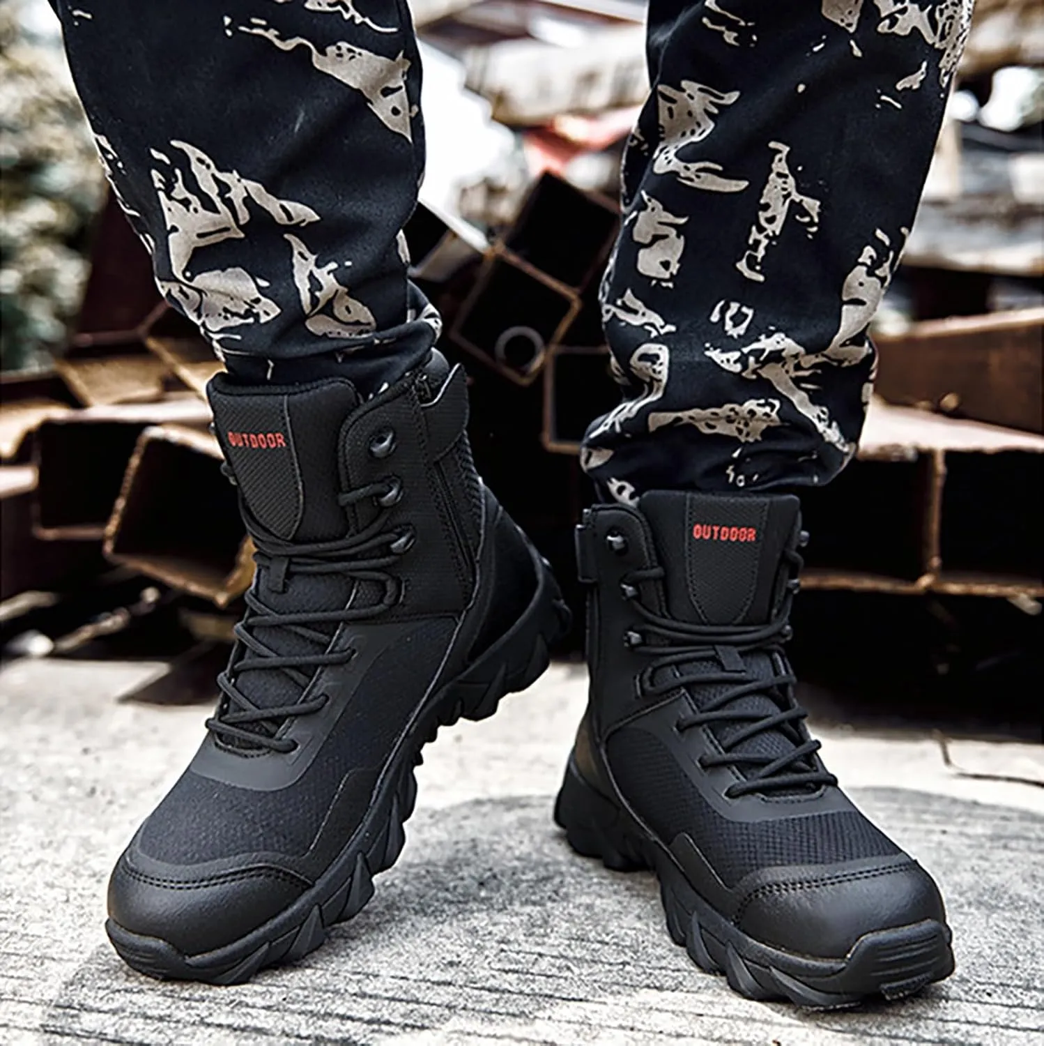 Mens Waterproof Hiking Boots Military Tactical Boots Combat Boots Breathable Police Patrol Boots Army Boots