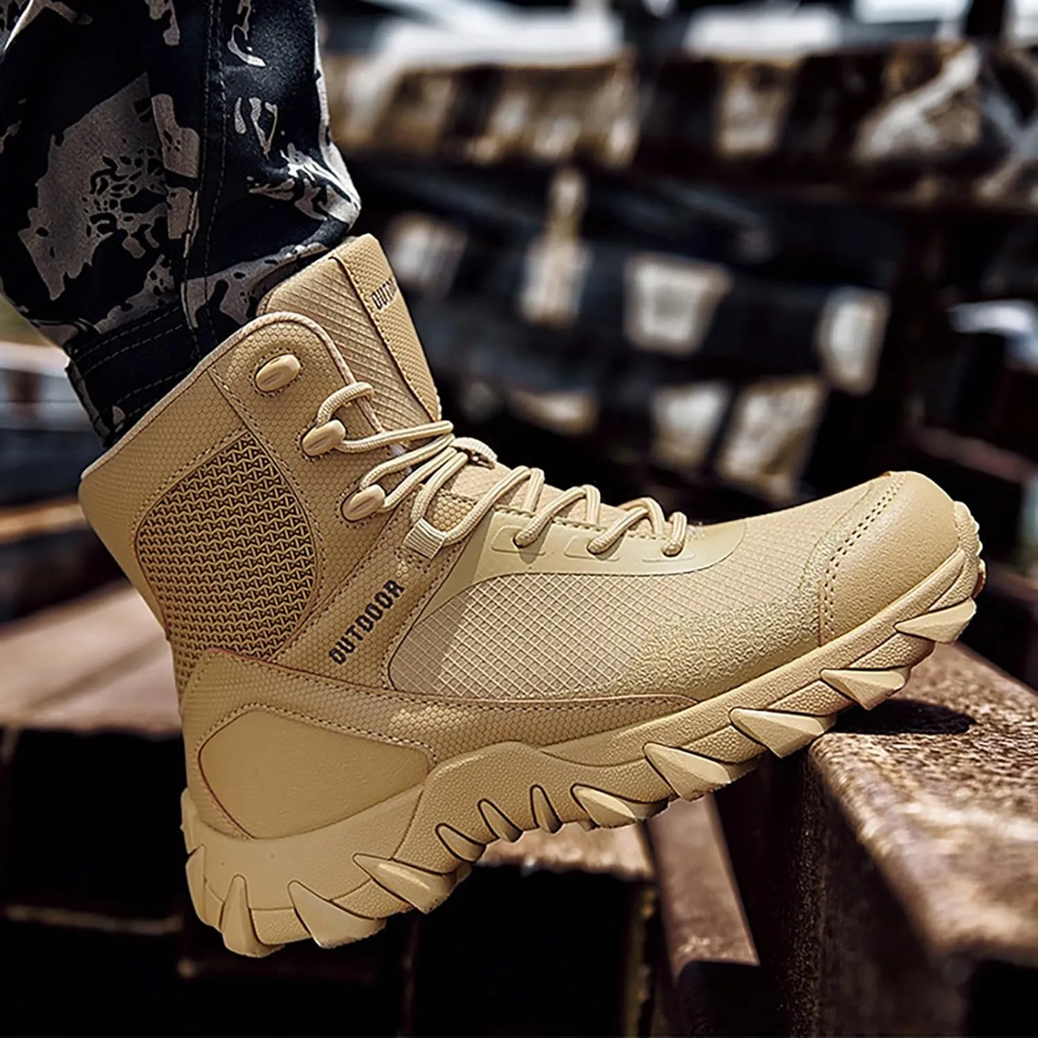 Mens Waterproof Hiking Boots Military Tactical Boots Combat Boots Breathable Police Patrol Boots Army Boots