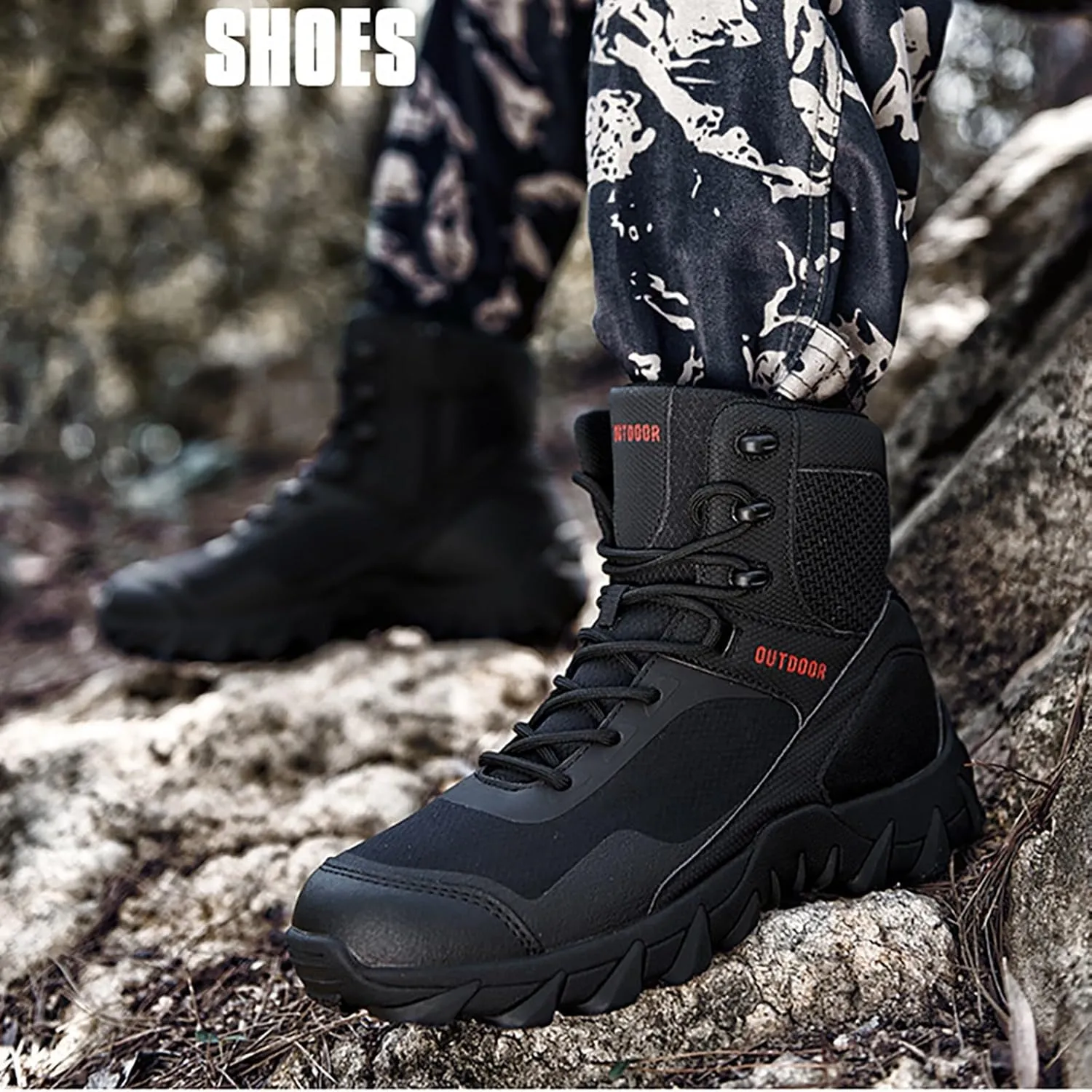 Mens Waterproof Hiking Boots Military Tactical Boots Combat Boots Breathable Police Patrol Boots Army Boots