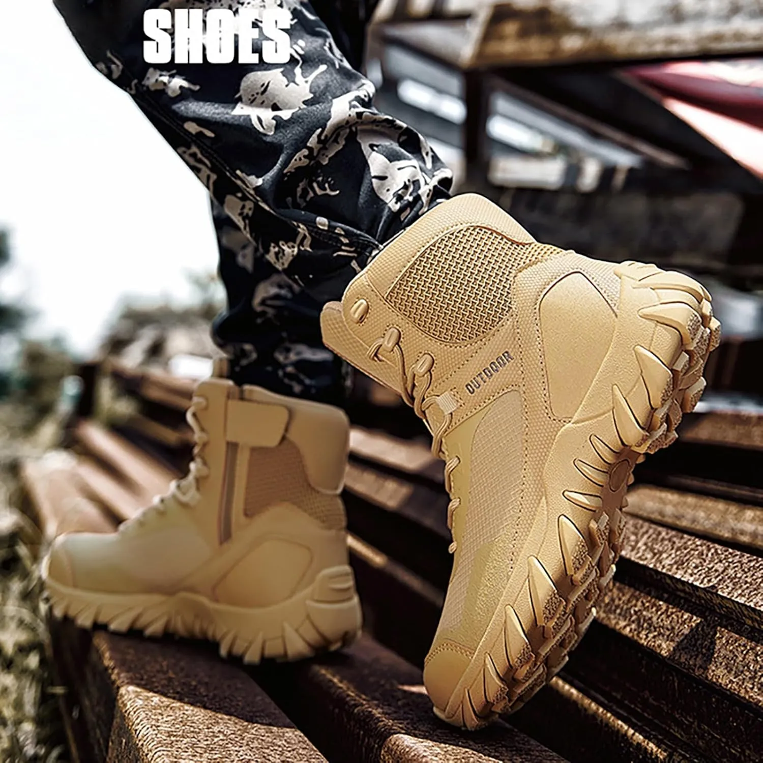 Mens Waterproof Hiking Boots Military Tactical Boots Combat Boots Breathable Police Patrol Boots Army Boots
