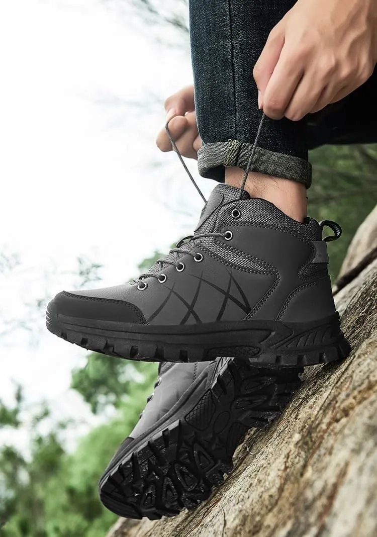 Men's Wide Hiking Shoes for Men Slip On Loafers Go Walking Shoes Trekking Trails Sneakers with Arch Support Outdoor Shoes