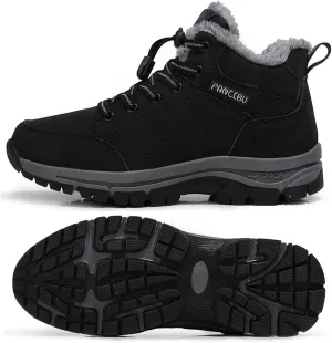 Mens Winter Boots Casual Lightweight Waterproof Snow Boots Anti-Slip Fur Lined Trekking Backpacking Hiking Boots