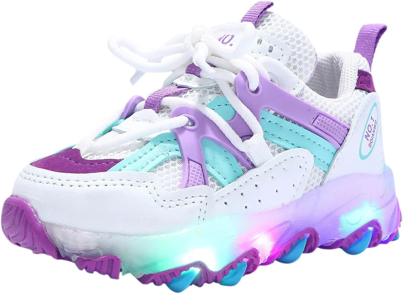 Mesh Breathable Lace Light up Sneakers for Toddler Boys Girls Kids Lightweight Running Sport Shoes Children Casual Comfy