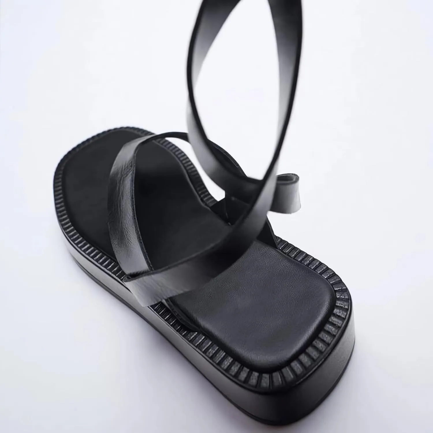 MissHeel Comfy Ankle Wrap Flatform Thong Sandals