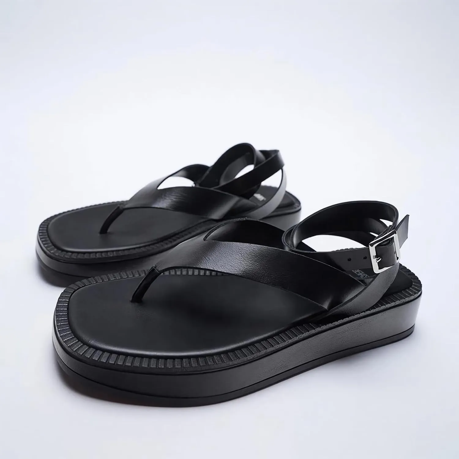 MissHeel Comfy Ankle Wrap Flatform Thong Sandals