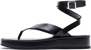 MissHeel Comfy Ankle Wrap Flatform Thong Sandals