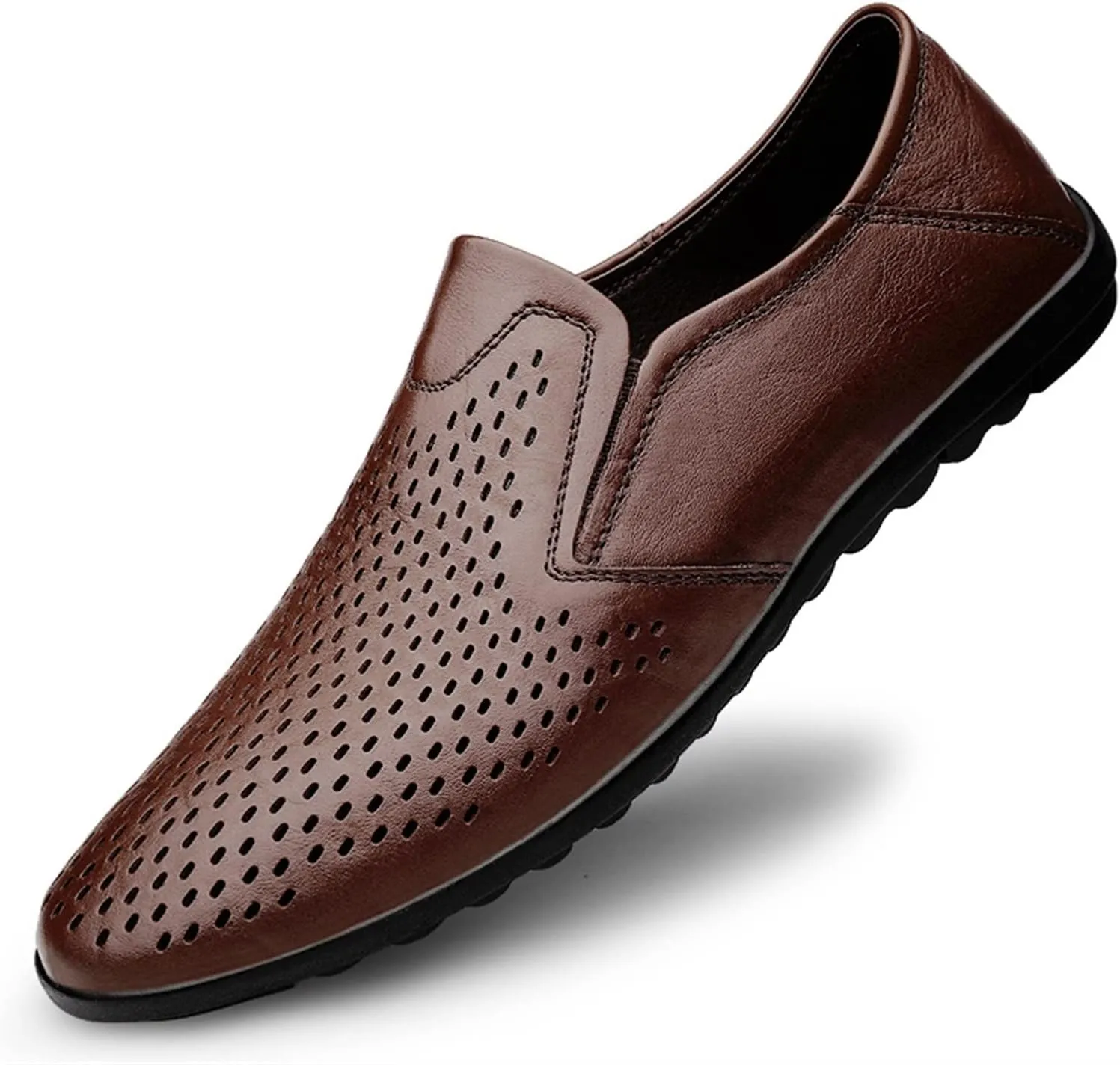 New Mens Loafers Shoe Breathable Lightweight Driving Loafers Leather Flexible Flat Heel Slip Resistant Classic Fashion Slip-ons