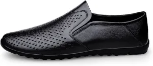 New Mens Loafers Shoe Breathable Lightweight Driving Loafers Leather Flexible Flat Heel Slip Resistant Classic Fashion Slip-ons