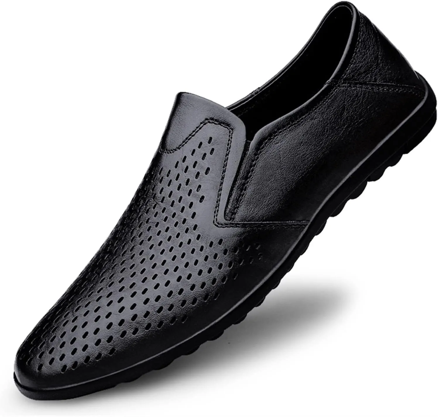 New Mens Loafers Shoe Breathable Lightweight Driving Loafers Leather Flexible Flat Heel Slip Resistant Classic Fashion Slip-ons