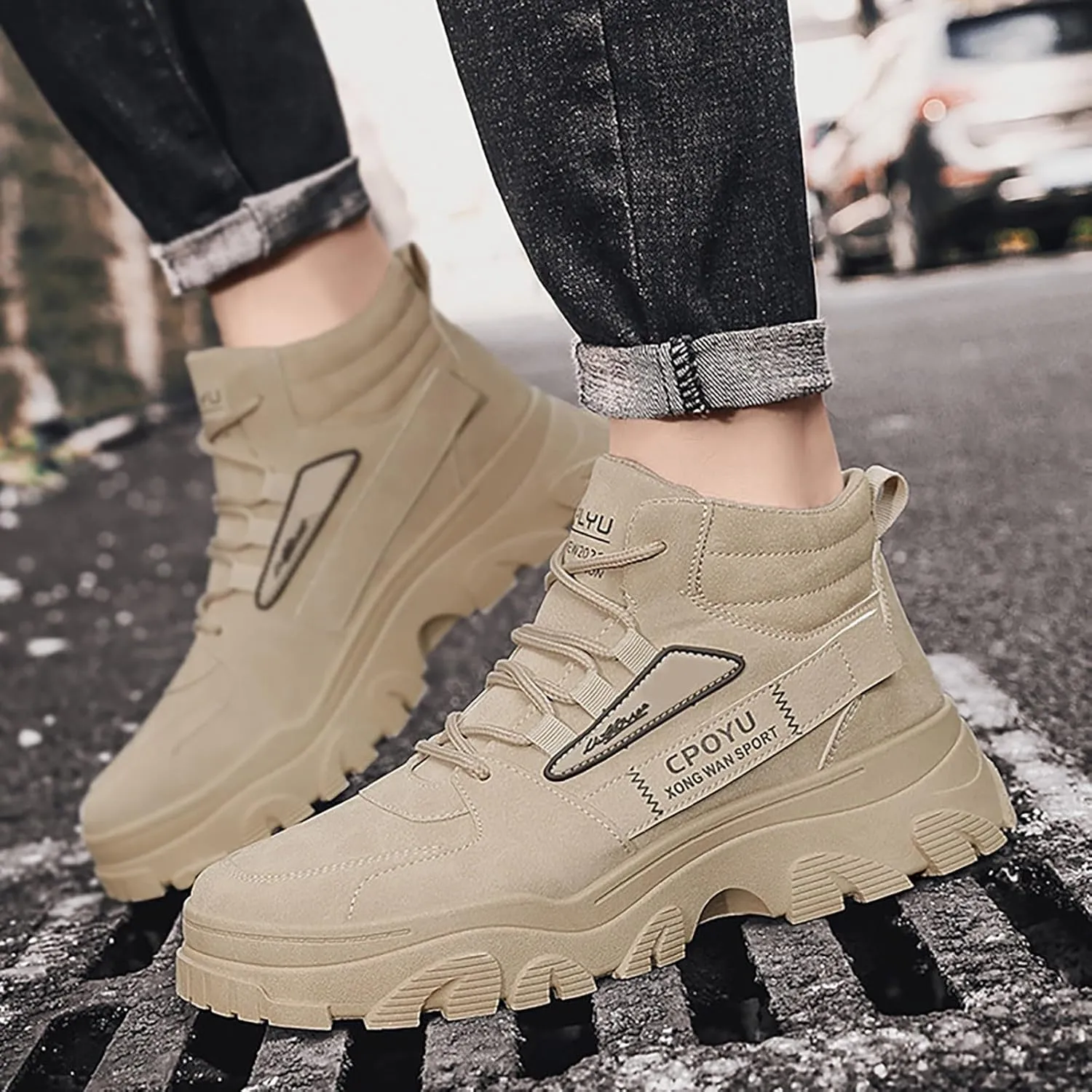 Non Slip Work Sport Shoes for Men Outdoor Athletic Slip-On Hiking Shoe Comfortable & Light-Weight Stretch Shoes
