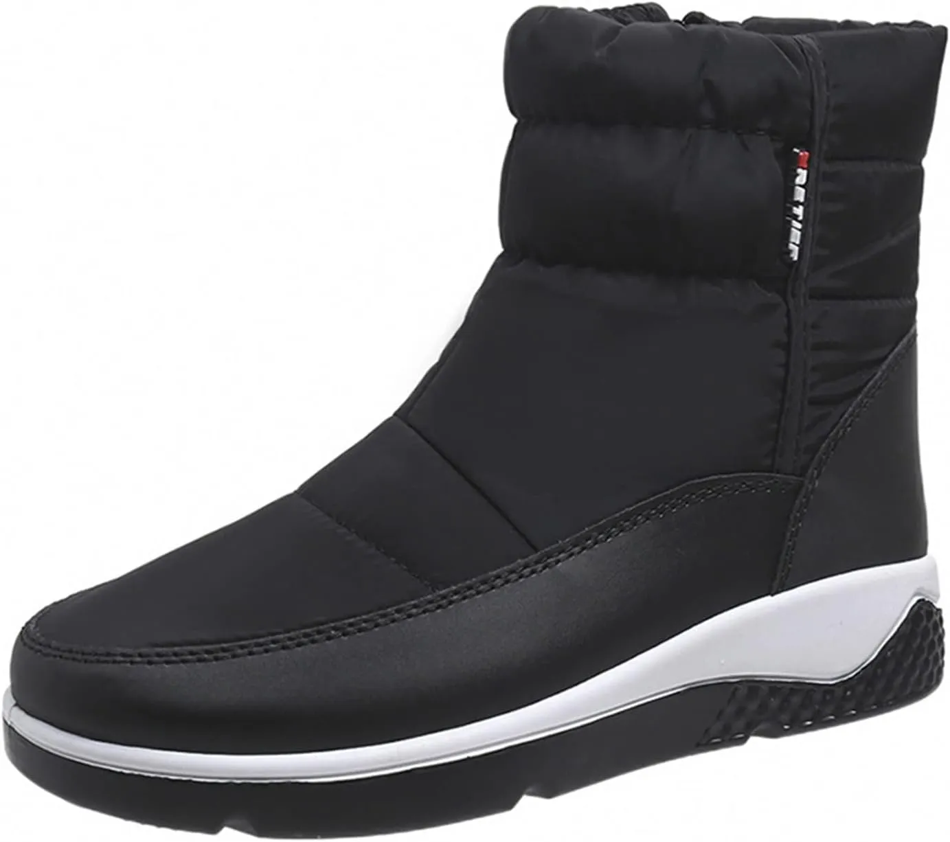 oiangi Snow Boots for Women 2022 Winter Fashion Plush Warm Round Toe Side Zipper Flat Ankle Booties Comfortable Casual High Tops Non-slip Ladies Shoes