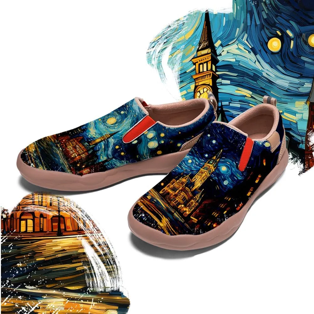Onehorse Women's Loafers Slip-Ons Casual Travel Shoes Lightweight Comfortable City Painted Leather Fashion Sneaker