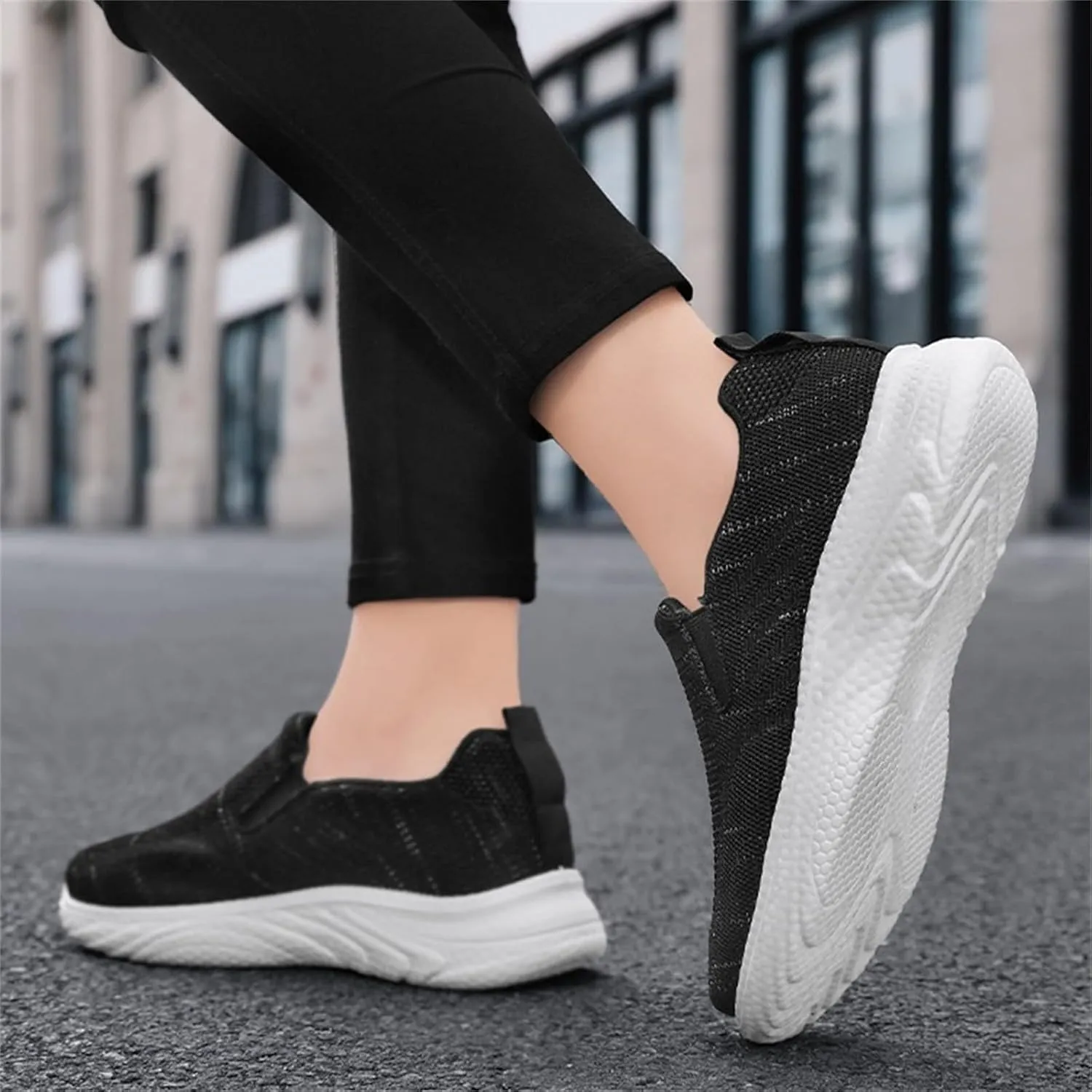 Orthopedic Woven Breathable Soft Slip On Arch Support Mesh Casual Running Shoes Wide Width Walking Sneaker