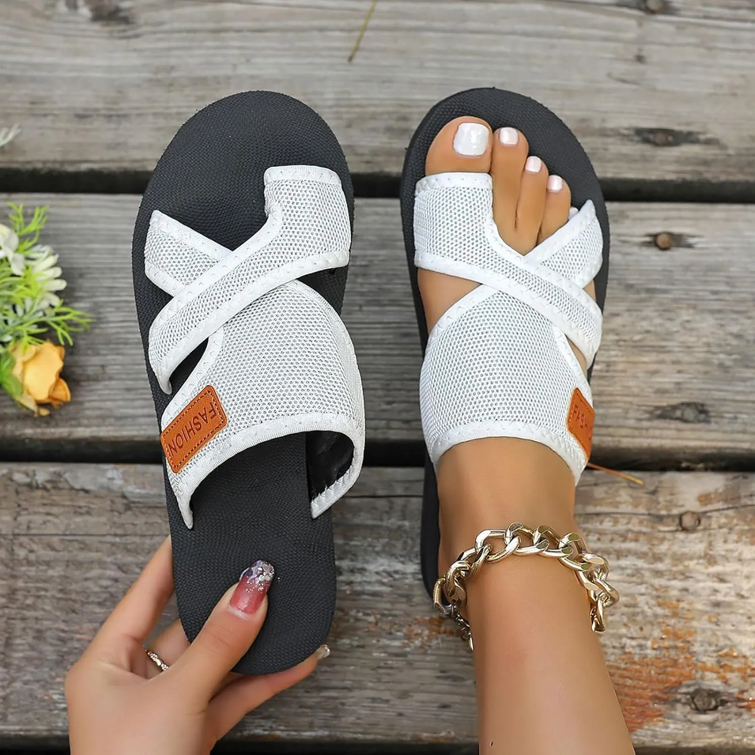 Orthotic Sandals For Women With Arch Support Slide Summer Wide Beach Breathable Comfortable Mesh Walking Shoes