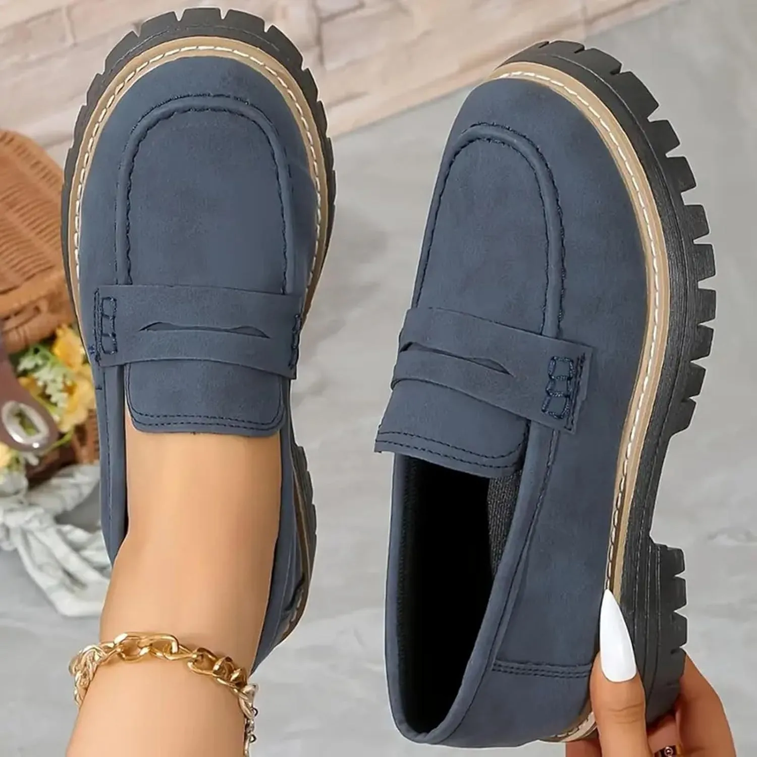 Orthoture-orthopedic Platform Loafers for Women,Wide Width Dress Shoes Ortho Comfort Shoes Slip On Penny Loafers
