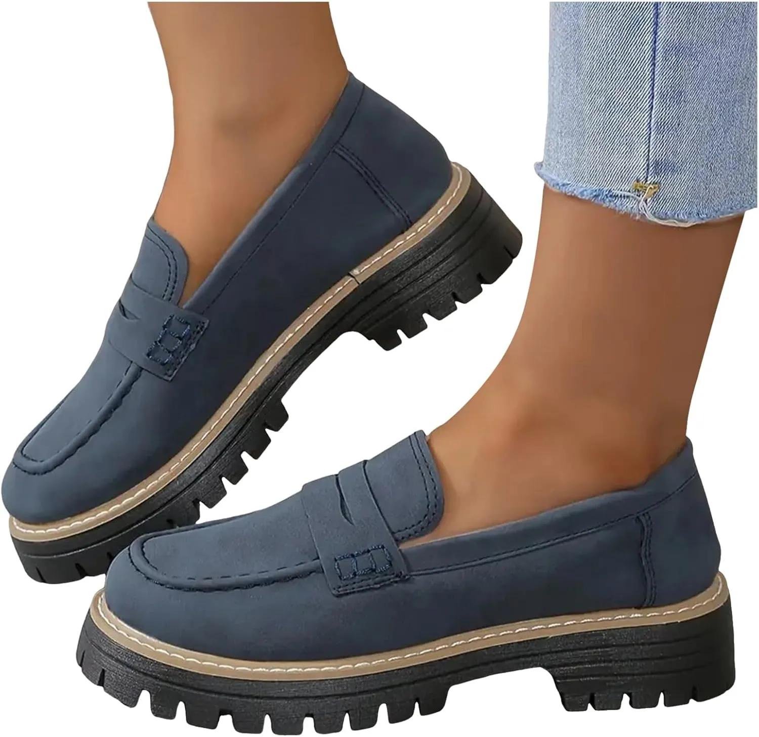 Orthoture-orthopedic Platform Loafers for Women,Wide Width Dress Shoes Ortho Comfort Shoes Slip On Penny Loafers