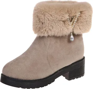 peqiut Womens Snow Boots Winter Snow Shoes Non Slip Mid Heel Winter Ankle Boots Ladies Lightweight Outdoor Booties Comfort