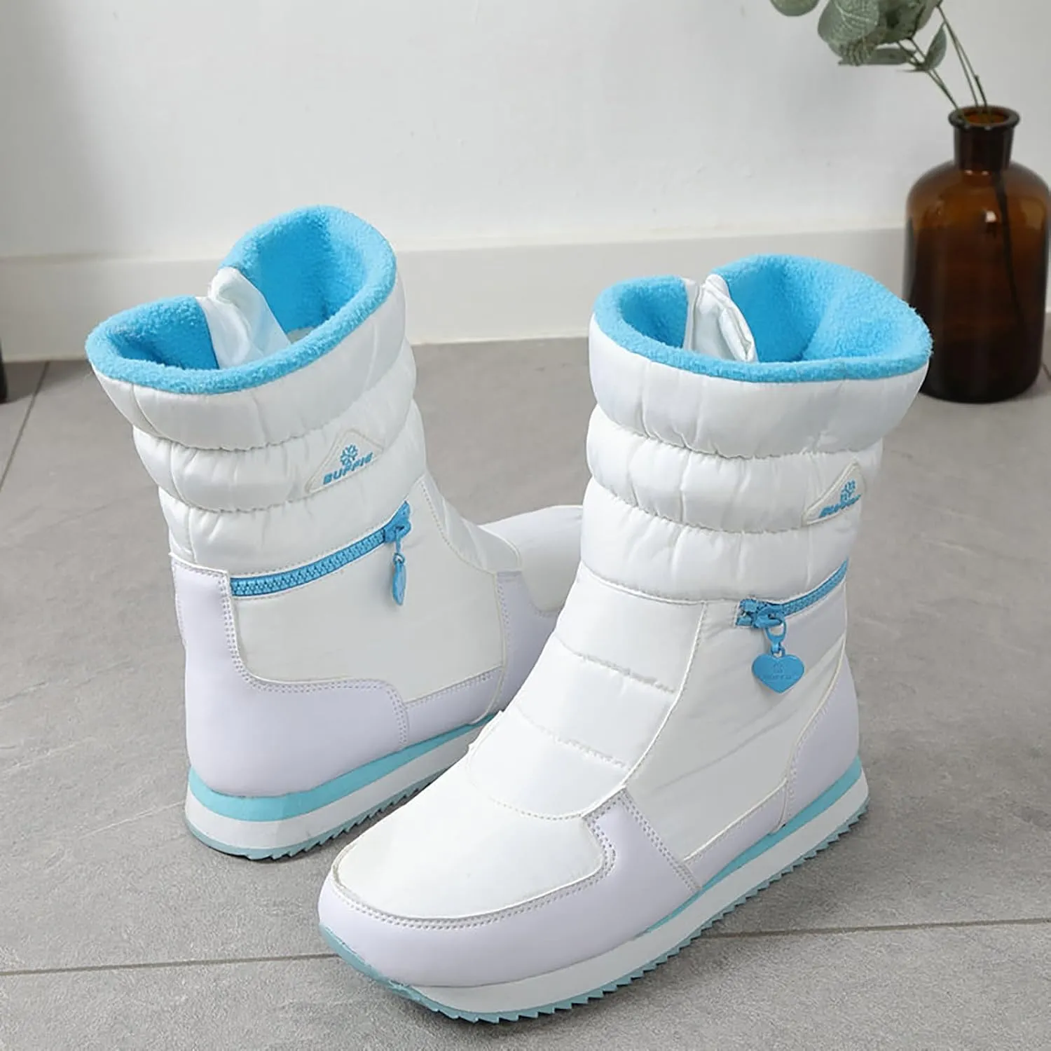 peqiut Womens Snow Boots Winter Snow Shoes Zipper Thickened Winter Ankle Boots Ladies Lightweight Booties Comfort