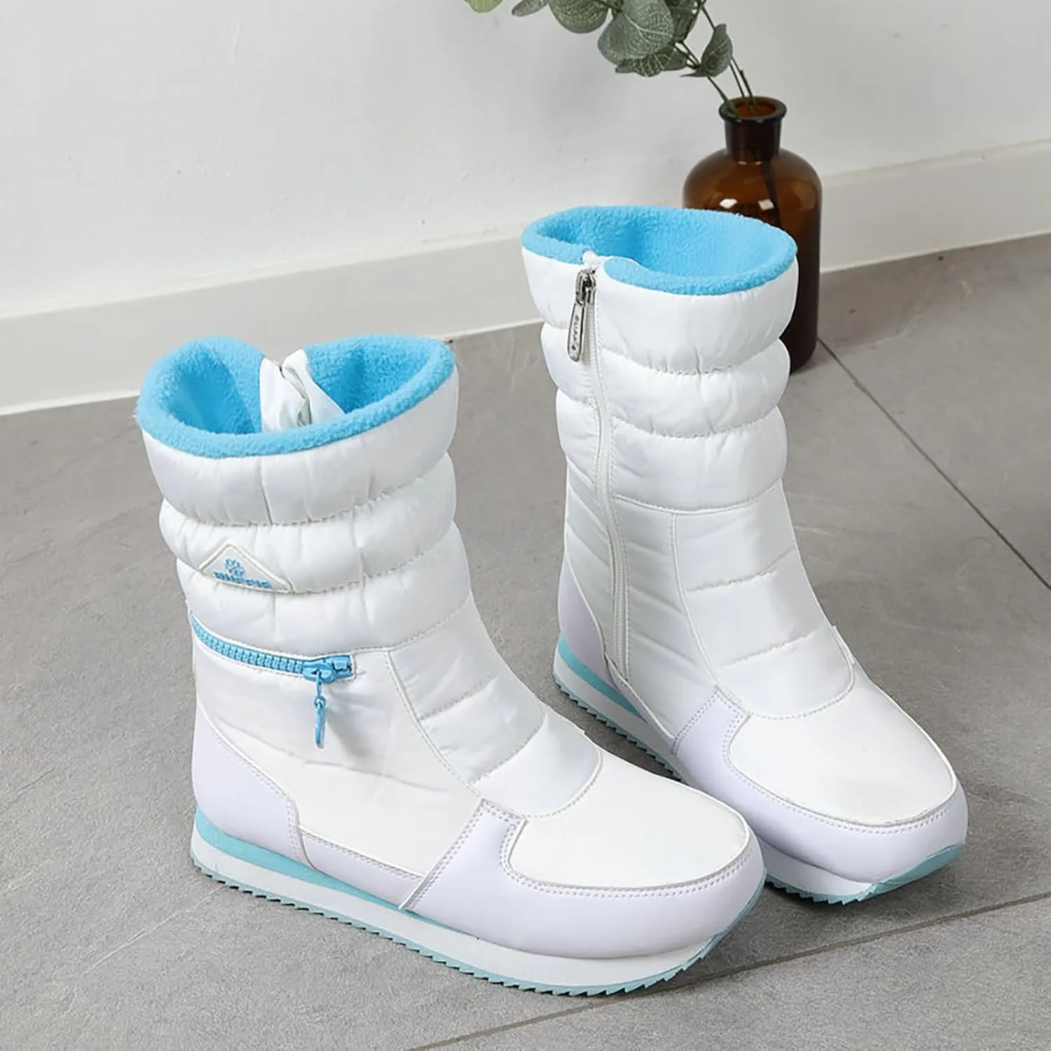 peqiut Womens Snow Boots Winter Snow Shoes Zipper Thickened Winter Ankle Boots Ladies Lightweight Booties Comfort