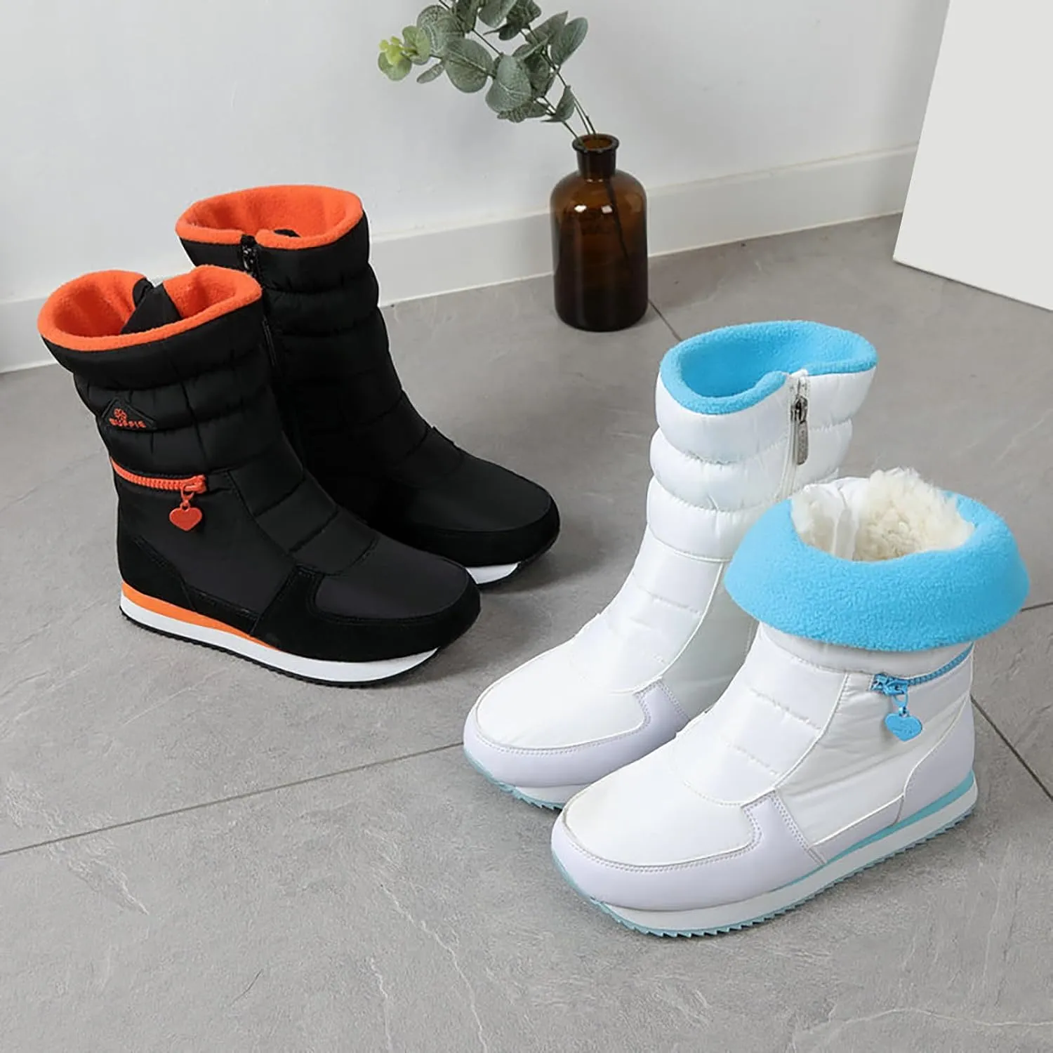 peqiut Womens Snow Boots Winter Snow Shoes Zipper Thickened Winter Ankle Boots Ladies Lightweight Booties Comfort