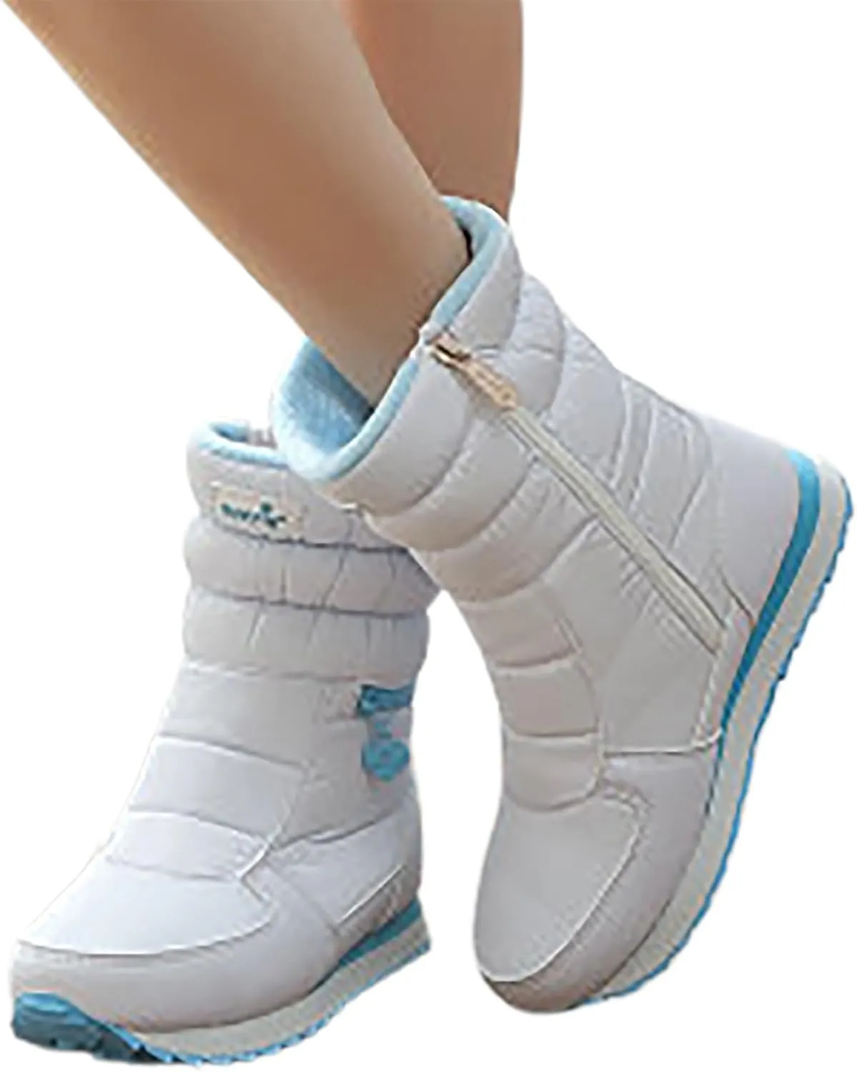 peqiut Womens Snow Boots Winter Snow Shoes Zipper Thickened Winter Ankle Boots Ladies Lightweight Booties Comfort