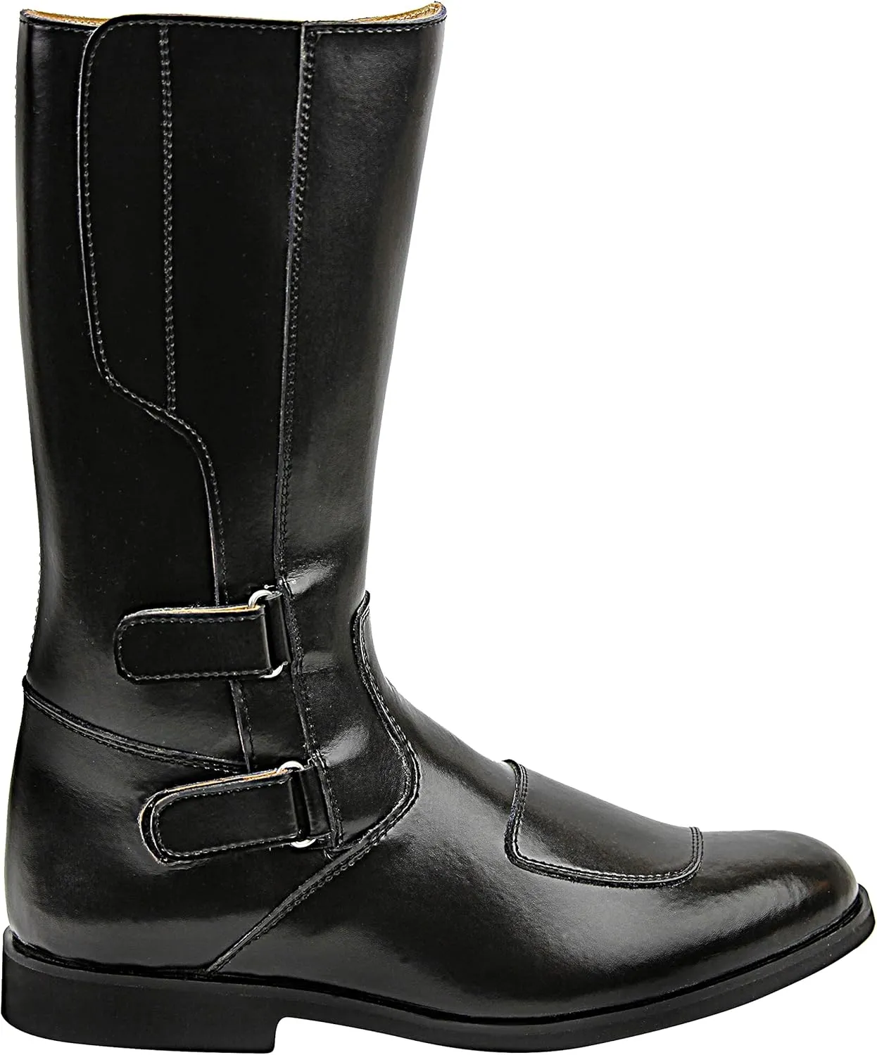 Phoenix Mens Man Mid Calf Motorcycle Riding Police Genuine Leather Boots