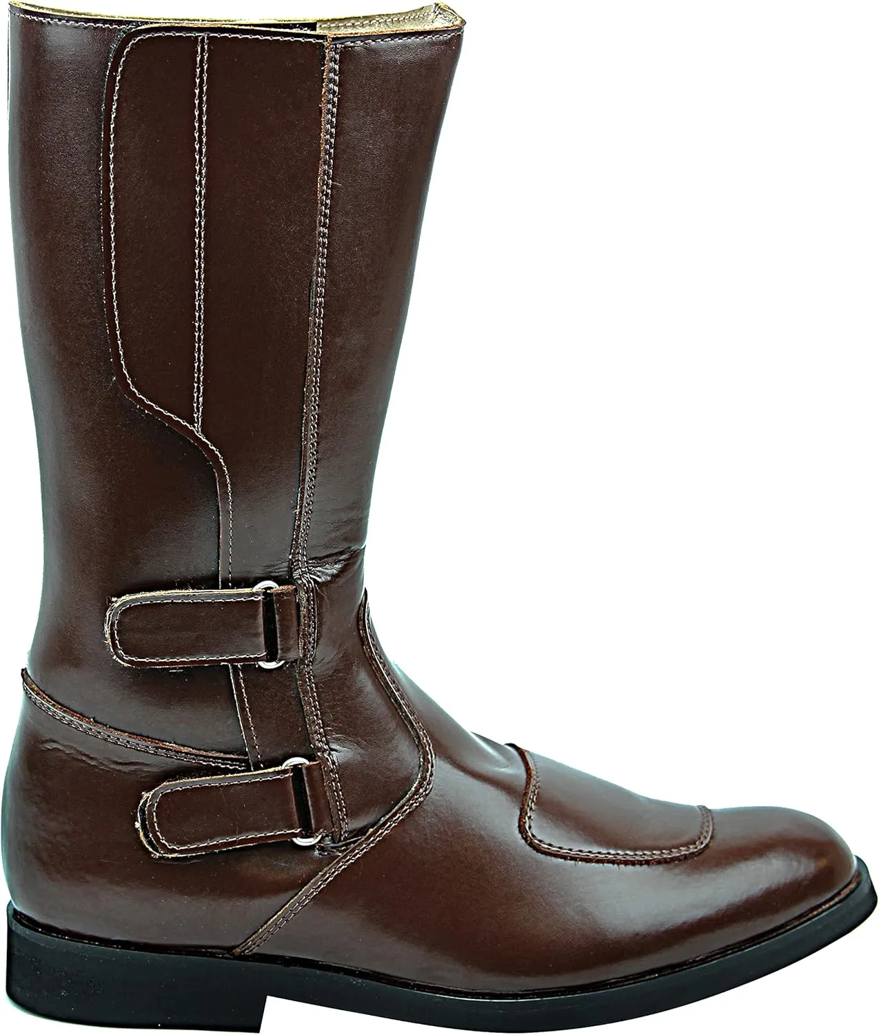 Phoenix Mens Man Mid Calf Motorcycle Riding Police Genuine Leather Boots