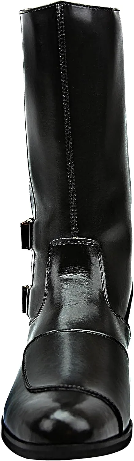 Phoenix Mens Man Mid Calf Motorcycle Riding Police Genuine Leather Boots