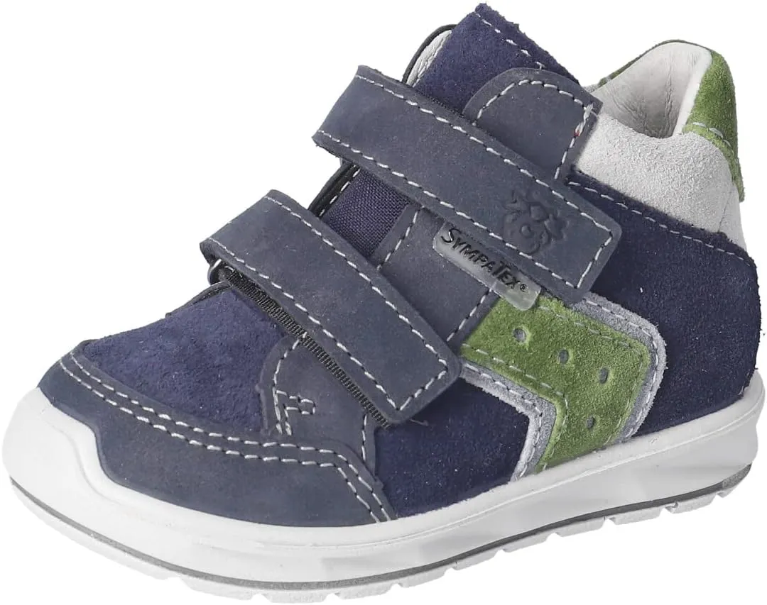 Ricosta Kimo 2101303-170 (wide) Nautical Suede/Nubuck Leather Kids Rip Tape Water Resistant Ankle Boots, Blue 170, 22 EU