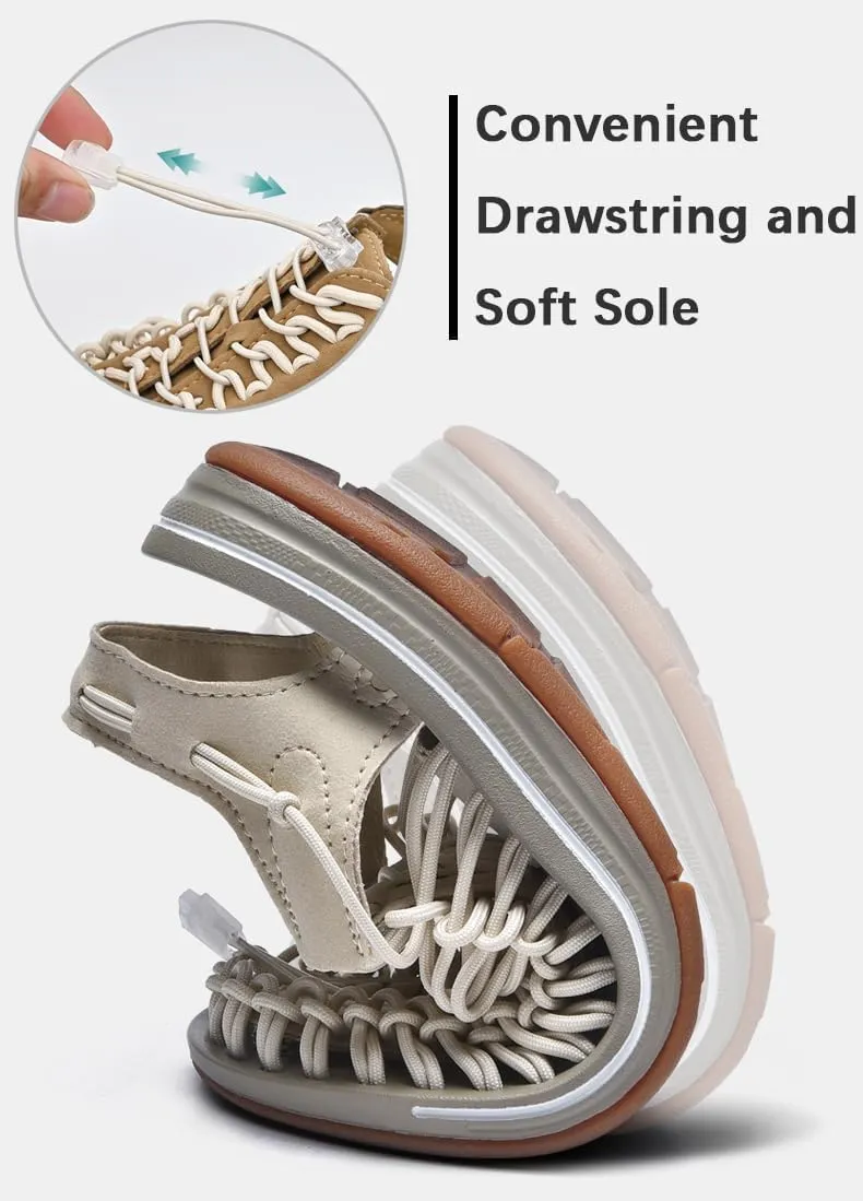 Rope Sport Sandals for Men Fisherman Shoes Men's Handmade Woven Shoes Comfortable & Lightweight Cord Beach Sandals