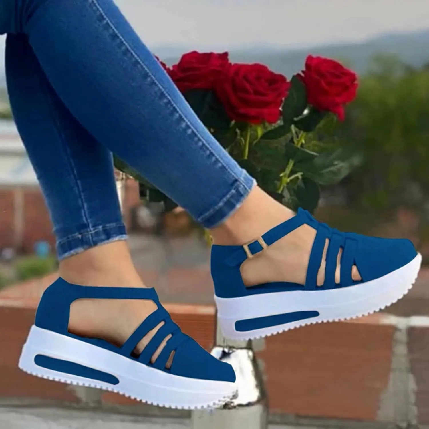 Sandals for Women Dressy Summer, Sandals Women Wedge Casual Breathable Flat Slippers Open Toe Outdoor Beach Sandals