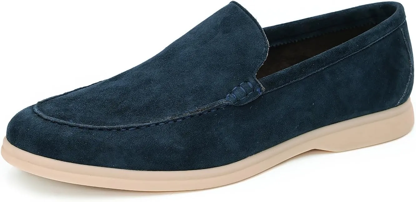 Santimon Mens Dress Shoes Loafers Slip-Ons Suede Slippers Fashion Casual Business Prom Penny Loafers Boat Walking Summer Shoes