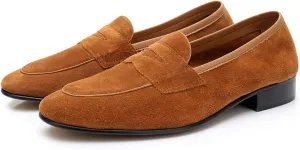Santimon Mens Dress Shoes Penny Loafers Slip-Ons Suede Mocasines Fashion Prom Business Casual Suit Shoes Wedding Dress Tuxedo for Men