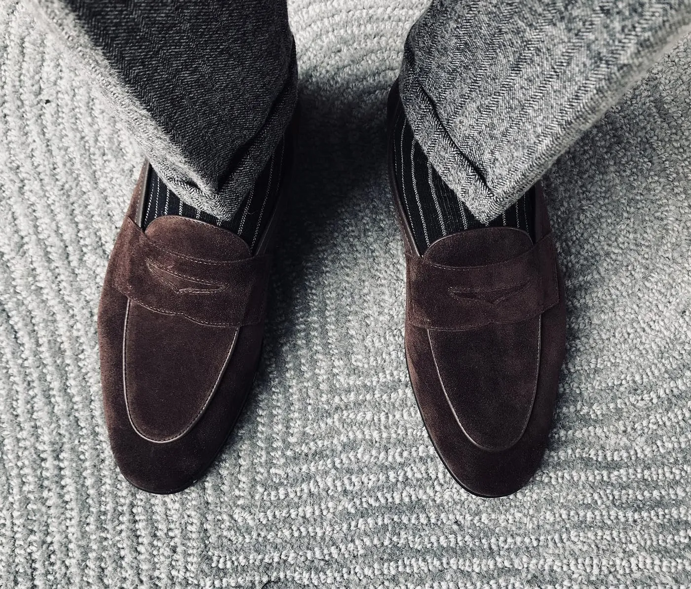 Santimon Mens Dress Shoes Penny Loafers Slip-Ons Suede Mocasines Fashion Prom Business Casual Suit Shoes Wedding Dress Tuxedo for Men
