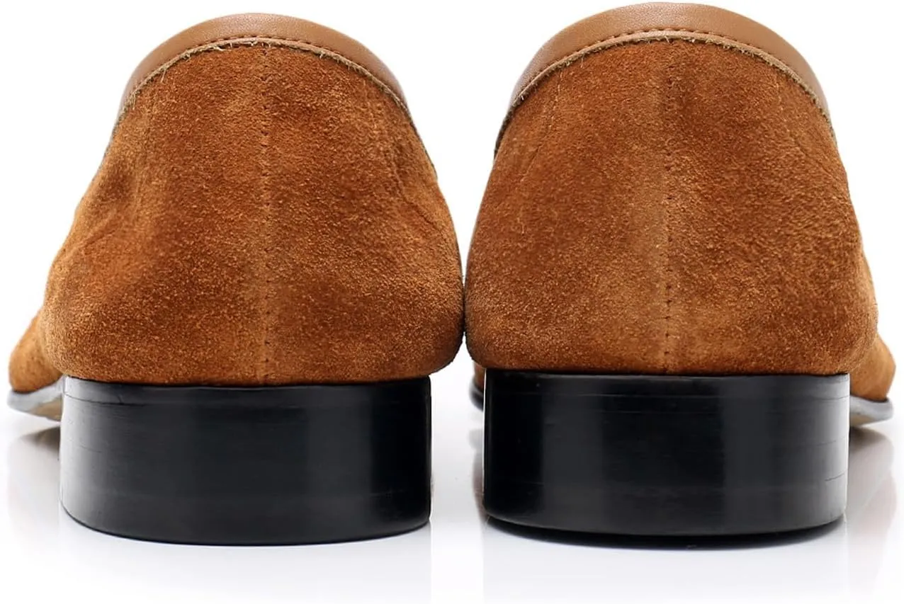 Santimon Mens Dress Shoes Penny Loafers Slip-Ons Suede Mocasines Fashion Prom Business Casual Suit Shoes Wedding Dress Tuxedo for Men