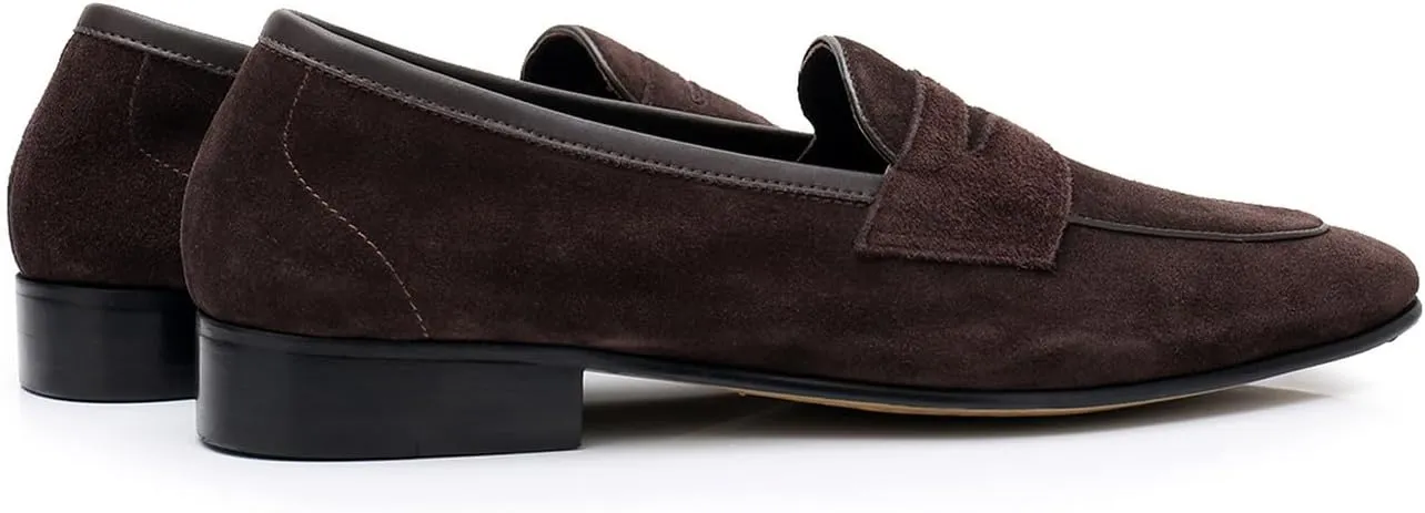 Santimon Mens Dress Shoes Penny Loafers Slip-Ons Suede Mocasines Fashion Prom Business Casual Suit Shoes Wedding Dress Tuxedo for Men