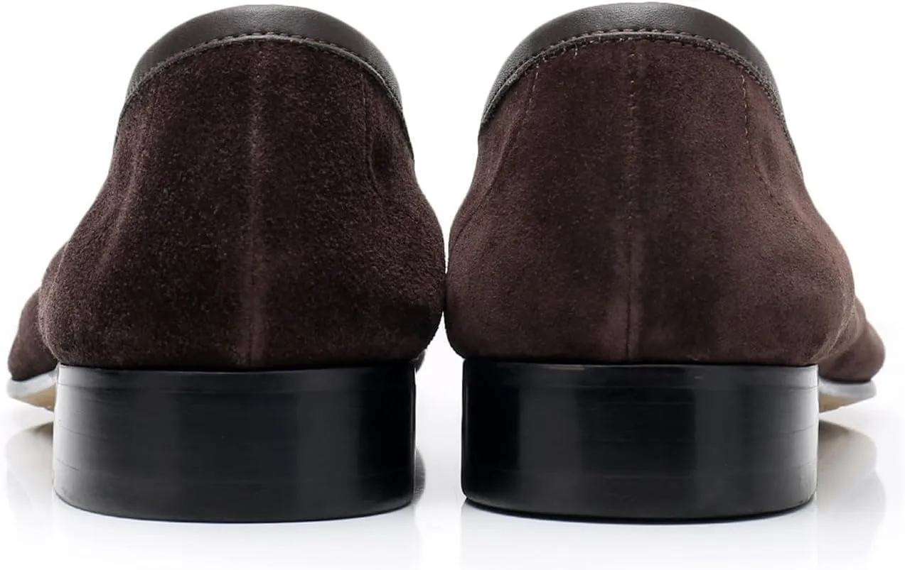 Santimon Mens Dress Shoes Penny Loafers Slip-Ons Suede Mocasines Fashion Prom Business Casual Suit Shoes Wedding Dress Tuxedo for Men
