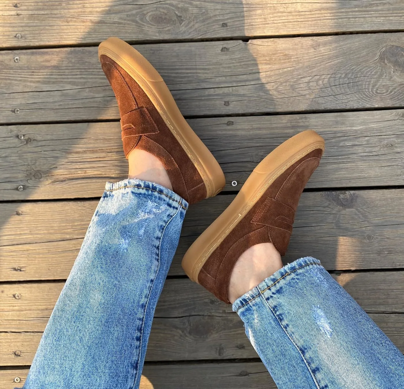 Santimon Mens Dress Shoes Slip-Ons Penny Loafers Suede Slippers Fashion Casual Business Prom Mocasines Boat Fashion Comfortable Breathable Summer Shoes for Men