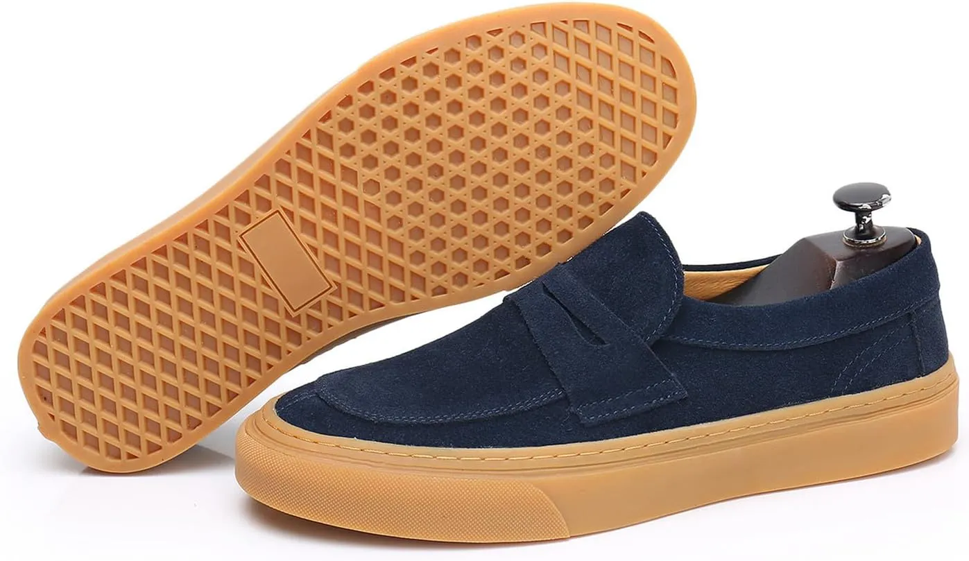 Santimon Mens Dress Shoes Slip-Ons Penny Loafers Suede Slippers Fashion Casual Business Prom Mocasines Boat Fashion Comfortable Breathable Summer Shoes for Men