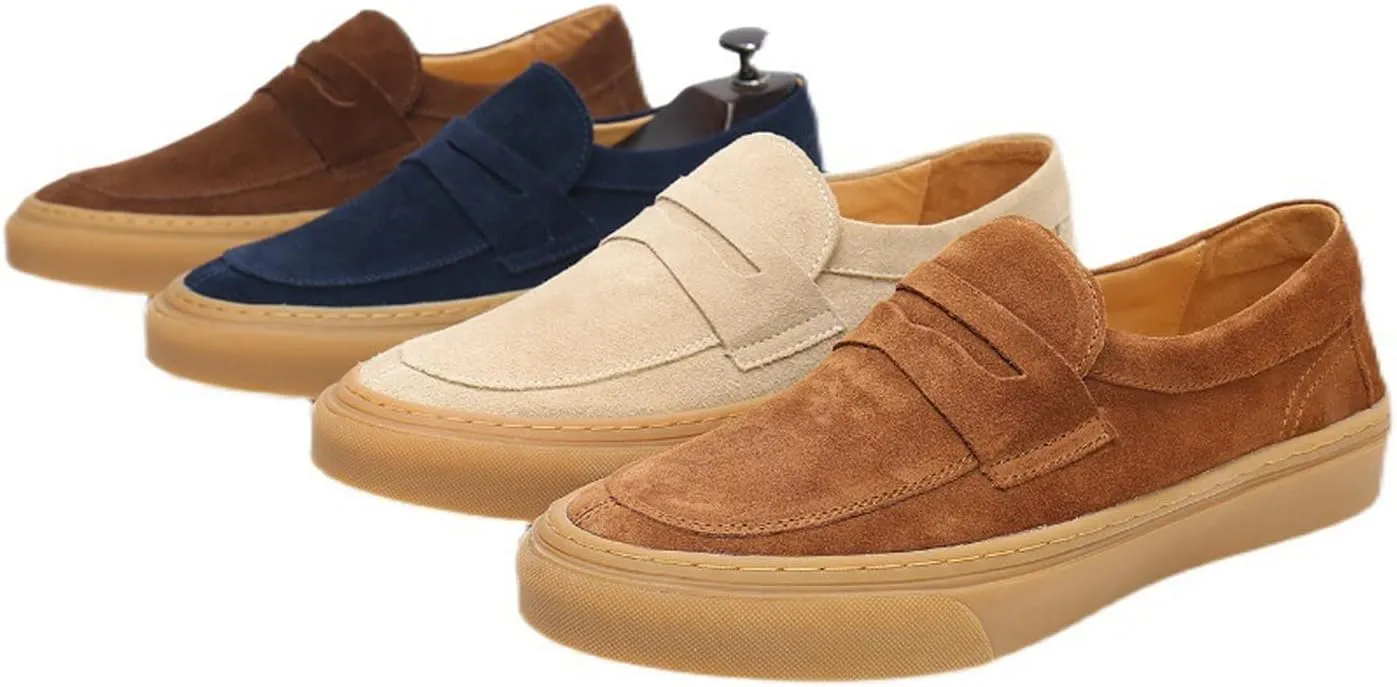 Santimon Mens Dress Shoes Slip-Ons Penny Loafers Suede Slippers Fashion Casual Business Prom Mocasines Boat Fashion Comfortable Breathable Summer Shoes for Men