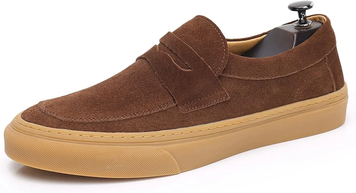 Santimon Mens Dress Shoes Slip-Ons Penny Loafers Suede Slippers Fashion Casual Business Prom Mocasines Boat Fashion Comfortable Breathable Summer Shoes for Men