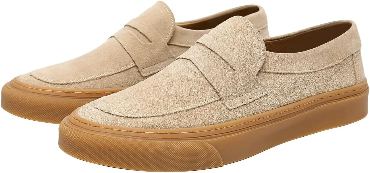 Santimon Mens Dress Shoes Slip-Ons Penny Loafers Suede Slippers Fashion Casual Business Prom Mocasines Boat Fashion Comfortable Breathable Summer Shoes for Men