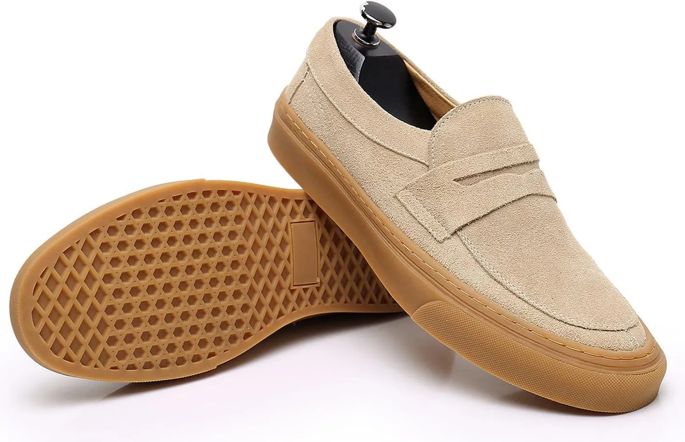 Santimon Mens Dress Shoes Slip-Ons Penny Loafers Suede Slippers Fashion Casual Business Prom Mocasines Boat Fashion Comfortable Breathable Summer Shoes for Men