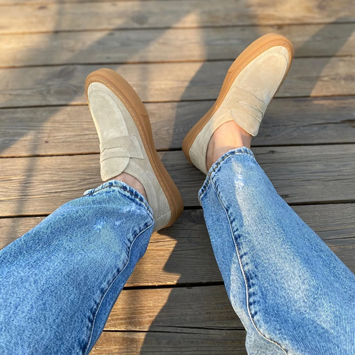 Santimon Mens Dress Shoes Slip-Ons Penny Loafers Suede Slippers Fashion Casual Business Prom Mocasines Boat Fashion Comfortable Breathable Summer Shoes for Men