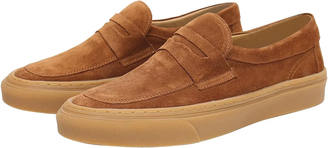 Santimon Mens Dress Shoes Slip-Ons Penny Loafers Suede Slippers Fashion Casual Business Prom Mocasines Boat Fashion Comfortable Breathable Summer Shoes for Men
